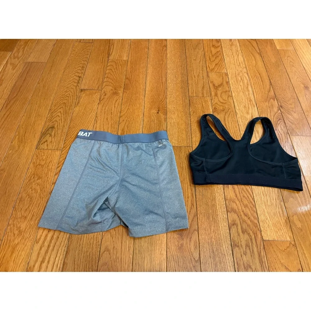 Nike Pro Combat Womens Small Dri-FIT Sports Bra and Compression Shorts Set Gray